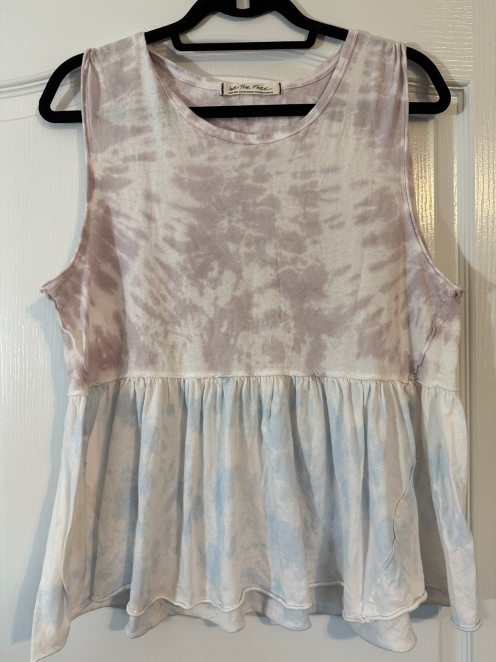 We The Free soft lavender and light blue tie-dye tank